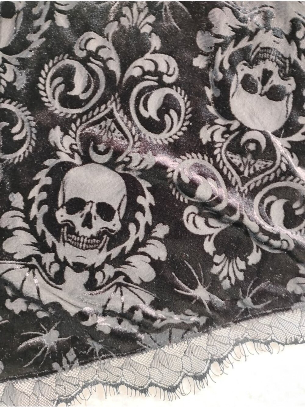Hot Topic Black Velvet Corset Dress Y2K Whimsigoth Skulls Stretch Hi Lo XL Black - Picture 4 of 12